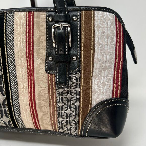 FOSSIL Bag Women's Leather Suede Textile Patchwork Logo Striped Shoulder Purse - Picture 2 of 14